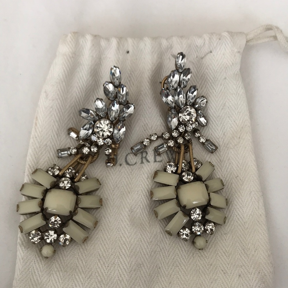 J cew lulu frost collection. White earrings
